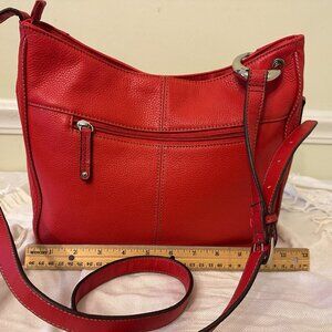 TIGNANELLO CROSSBODY HANDBAG TOMATO RED LEATHER RING STRAP HOLDER SIDE POCKETS